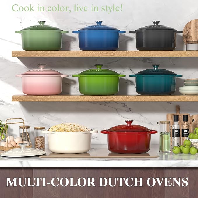 Umite Chef Enameled Cast Iron Dutch Oven-7QT Pot - Image 8
