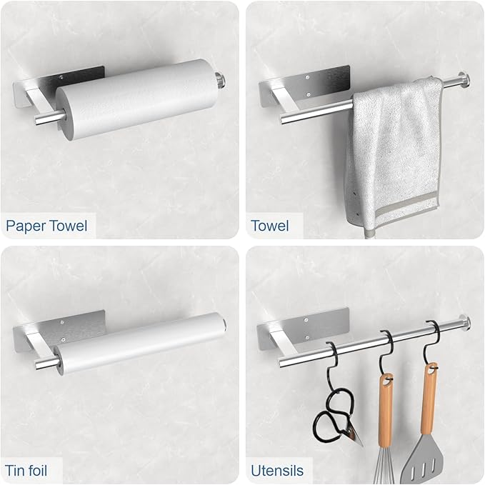 CUXIXA Paper Towel Holder Under Cabinet, Upgraded Adhesive Paper Towel Holder - Image 3