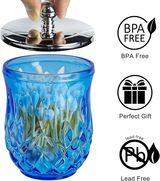 Qtip Holder, 10Oz Blue Glass Apothecary Jars - Image 5
