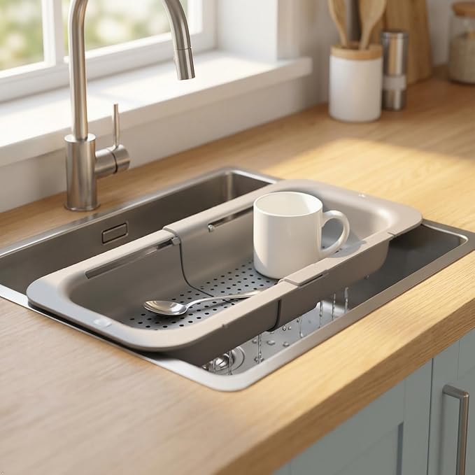 Expandable Over Sink Strainer for Kitchen Sink, Adjustable Sink Colander Basket - Image 2