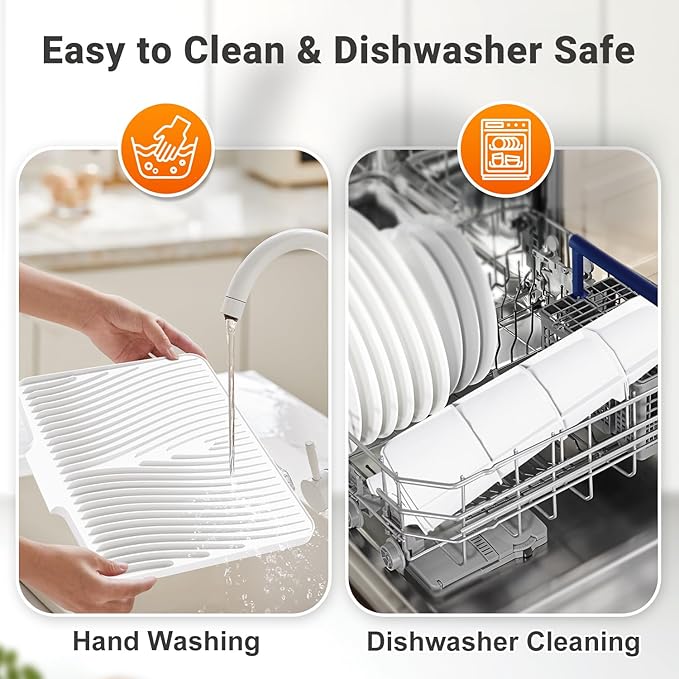 Silicone Dish Drying Mat for Kitchen Counter, Dish Drying Pad, Non-Slip Drain - Image 5