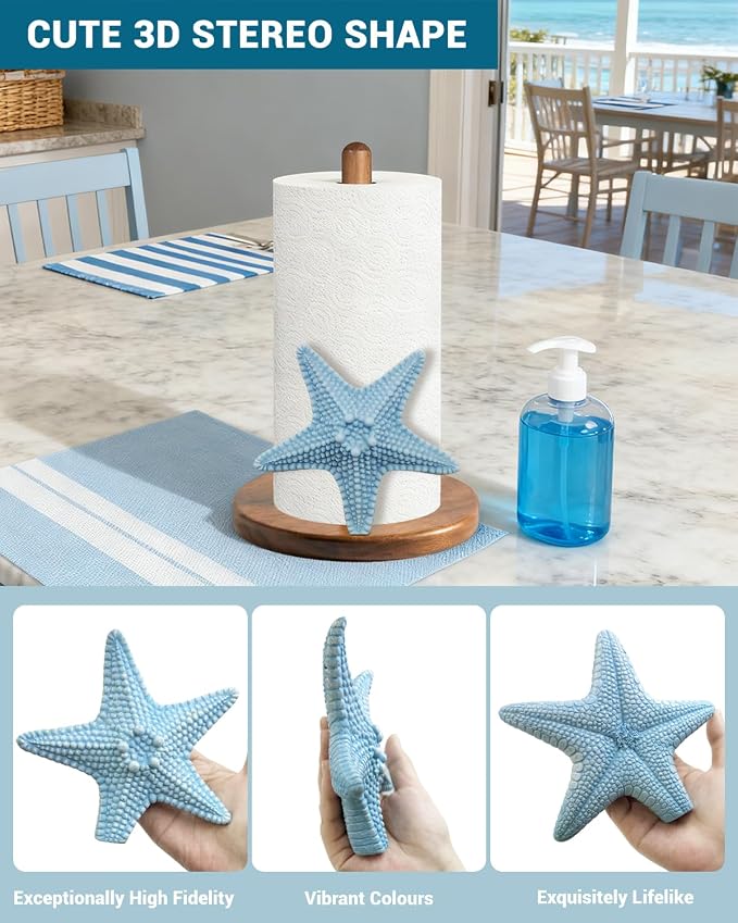 Starfish Paper Towel Holder, Coastal Beach Ocean Decor - Image 3