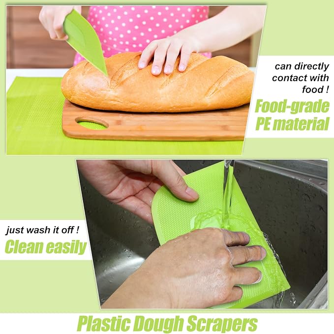 4 Piece Plastic Dough Scraper Bowl Scraper Flexible Multipurpose Food Scraper - Image 4