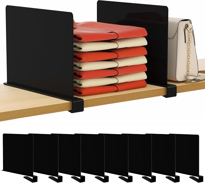 HBlife 8 Pack Black Shelf Dividers, Vertical Purse Organizer by HBlife