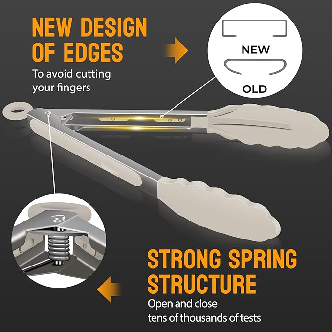 HOTEC Premium Stainless Steel Locking Kitchen Tongs - Image 5