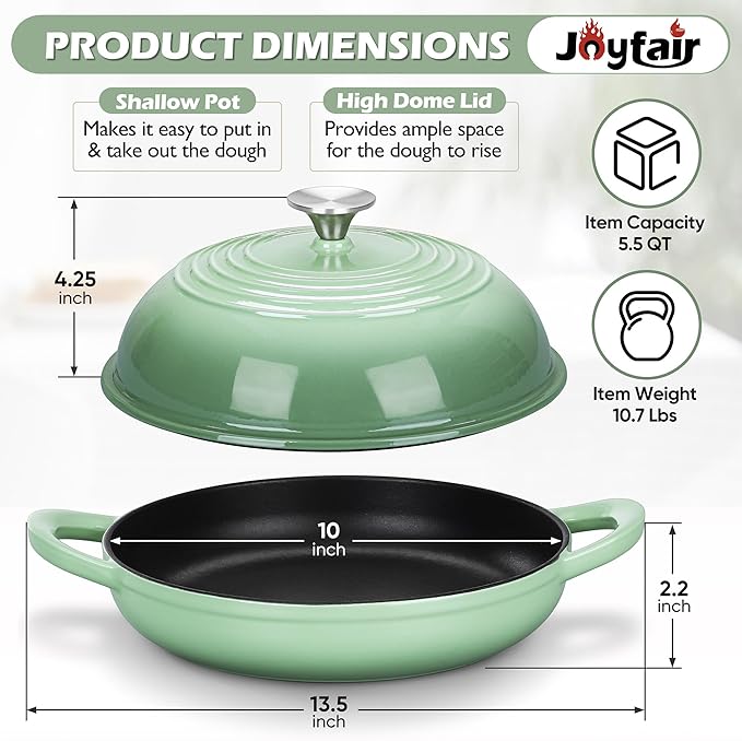 Bread Dutch Oven for Sourdough Baking, Joyfair Enameled Cast Iron Dutch Oven Pot - Image 7