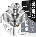 Stainless Steel Funnel, Walfos 4 Pack(4in、3 in、2.2 in、1.7in Kitchen Funnel by Walfos