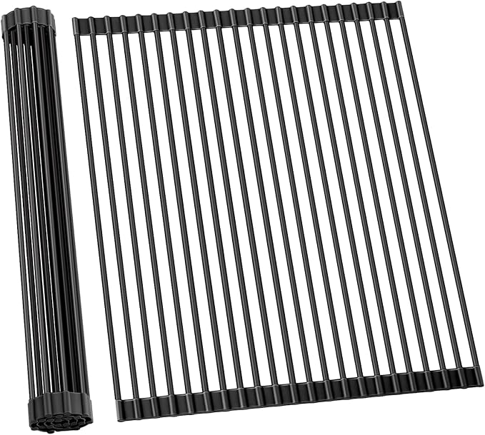 Ohuhu Sink Drying Rack, 20.5" W x 16.1" L Over Sink Roll-Up Dish Drainer by Ohuhu