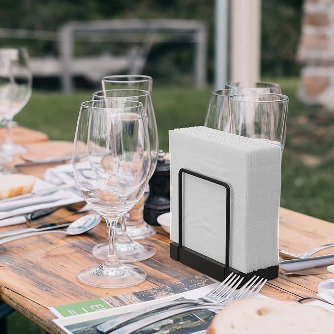 Wican Napkin Holder for Table, Bamboo Iron Standing Napkin Dispenser for - Image 4