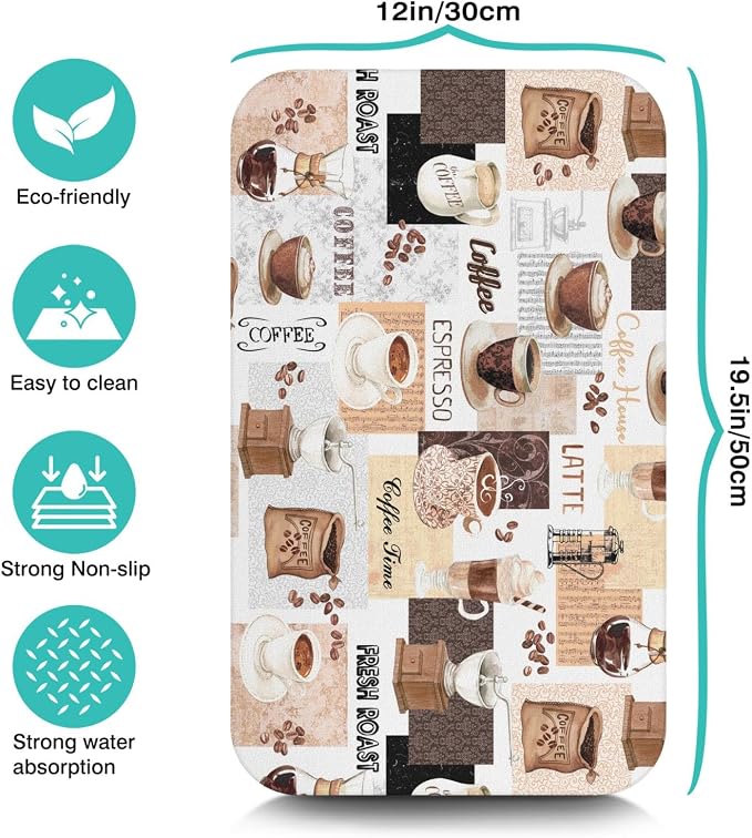 Coffee Mat 19inx12in, Absorbent Hide Stain Anti-Slip Coffee Bar Accessories - Image 5