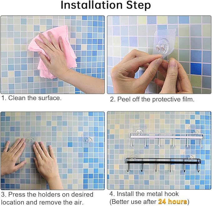 YiZhi Adhesive Wall Hooks Rack Kitchen Rail, Space Saving Utensil Holder No - Image 6