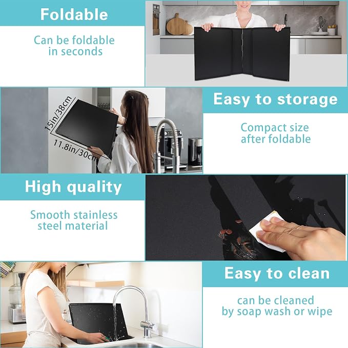 4 Sided Oil Splatter Guard Grease Splatter Guard Stove Splatter Guard, Splatter - Image 5