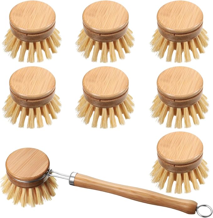 Patelai 8 Pieces Wooden Kitchen Dish Brush Include Bamboo Scrub Cleaning Brush by Patelai