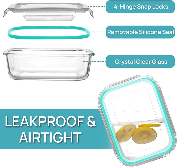 Vtopmart 5 Pack 35oz Glass Food Storage Containers - Image 6