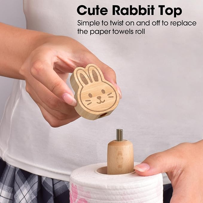 KitchLife Cute Wooden Paper Towel Holder Countertop - Image 4