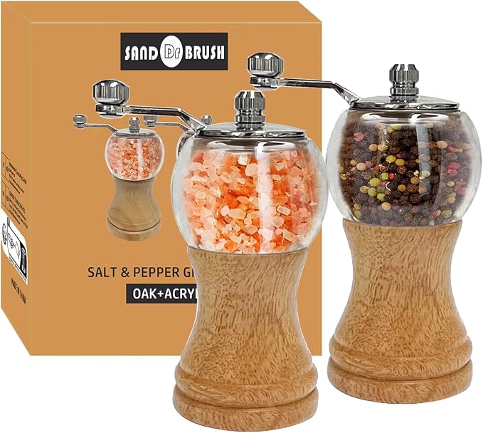 Salt and Pepper Grinder Set Manual Pepper Mill Salt Pepper Grinder Set 2pcs-5in by SANDDRBRUSHCoLtd