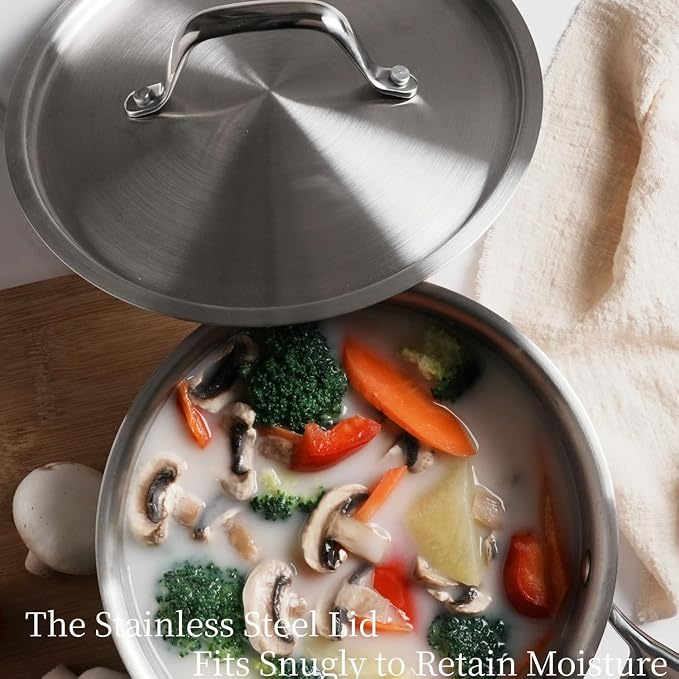 2 QT Saucepan with Lid, 3-Ply Stainless Steel Saucepan, Induction Compatible - Image 6