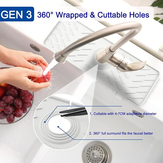 Silicone Faucet Mat for Kitchen Sink – Gen 3 10° Slope Splash Guard - Image 4