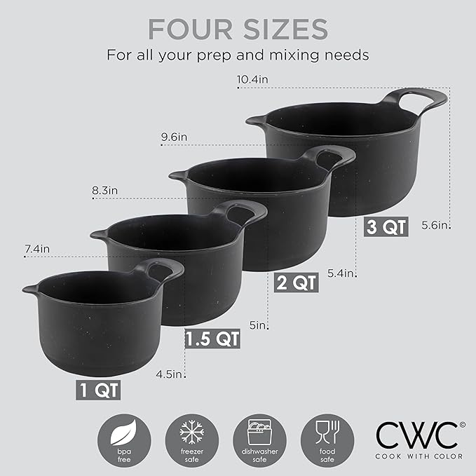 COOK WITH COLOR Nesting Plastic Mixing Bowl Set with Pour Spouts and Handles - Image 4