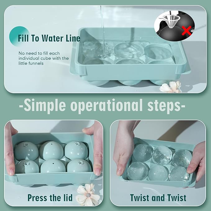 WIBIMEN Large Ice Cube Molds, Big Round Whiskey Ice Cube Trays - Image 3