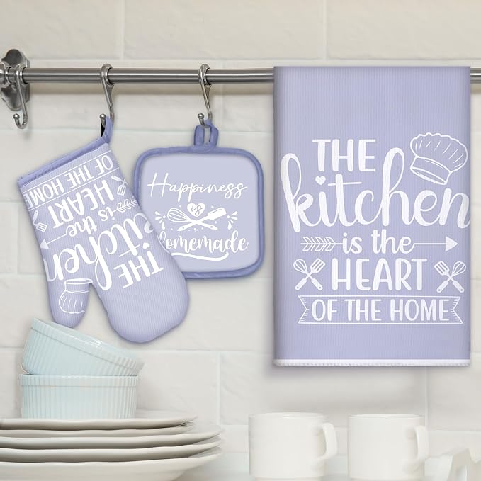 Sratte 6 Pcs Kitchen Decor Accessories Set Farmhouse Towels Pot Holders Oven - Image 2