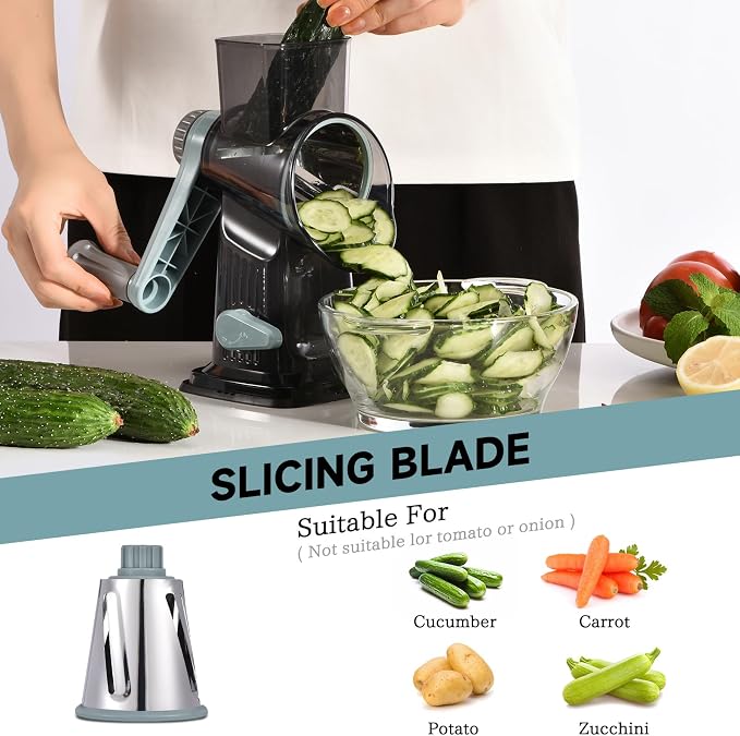 Rotary Cheese Grater with Handle Kitchen Shredder Slicer Grater Slicer Ice - Image 4