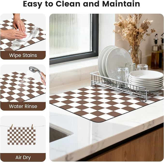16" x 24" Checkered Dish Drying Mat - Image 7