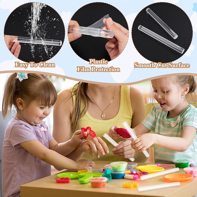 20 Pcs Acrylic Clay Roller, 6.5 Inch Round Tube Roller Pin Plastic Rolling Pin - Image 7