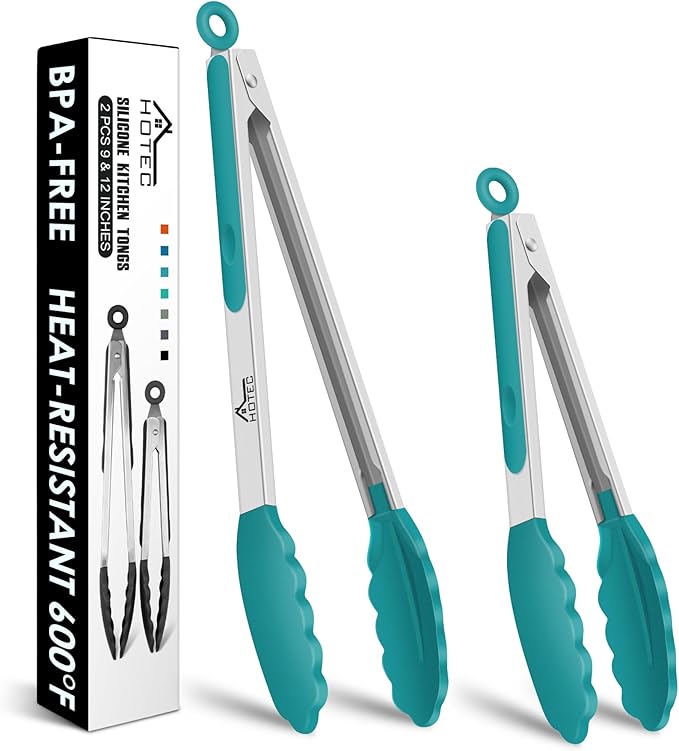 HOTEC Premium Stainless Steel Locking Kitchen Tongs by Hotec