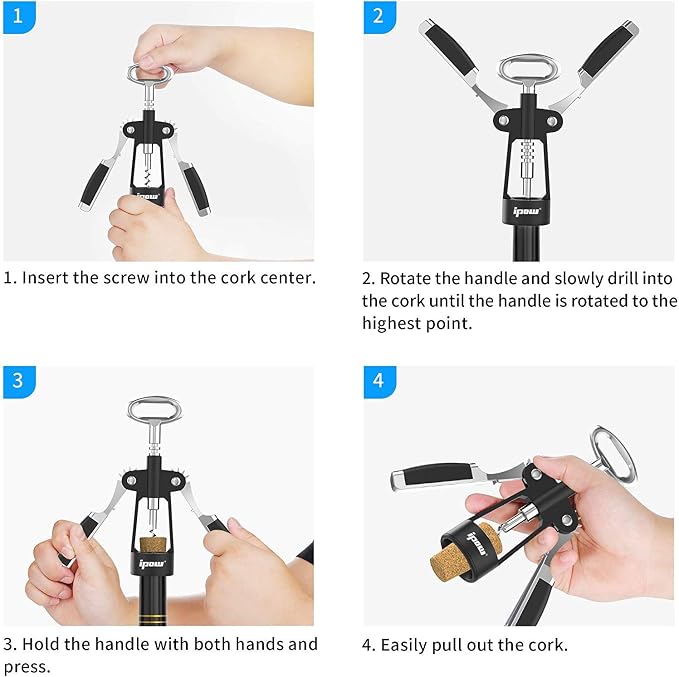 IPOW Wine Opener, Zinc Alloy Wine Bottle Opener, Wing Corkscrew Heavy Duty - Image 4