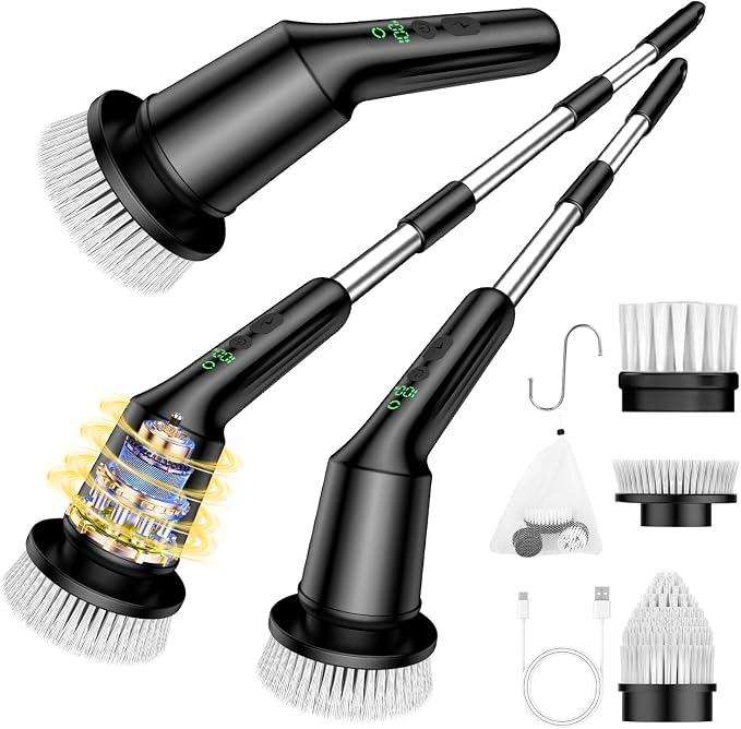 Electric Spin Scrubber for Cleaning Bathroom, Shower Scrubber Rotary Floor by CTMAST