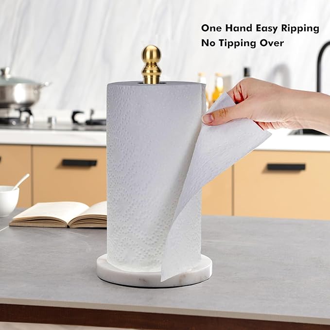 Exilon Gold Paper Towel Holder Countertop, Standing Paper Towel Roll Holder - Image 2