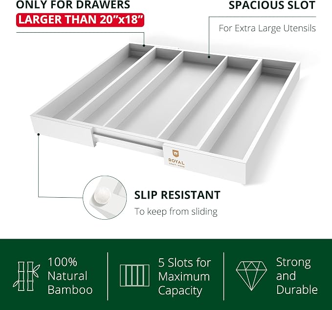 ROYAL CRAFT WOOD Luxury Bamboo Kitchen Drawer Organizer - Image 4