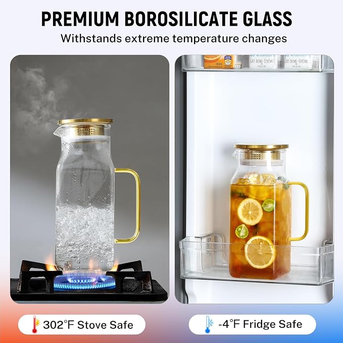 40 oz, 1.2Liter Square Glass Pitcher - Image 4