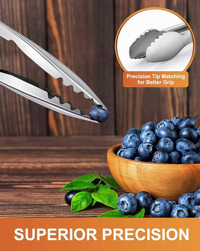 Cooking Tongs with Teeth, Premium Stainless Steel Kitchen Tongs Set of 2-9" and - Image 3