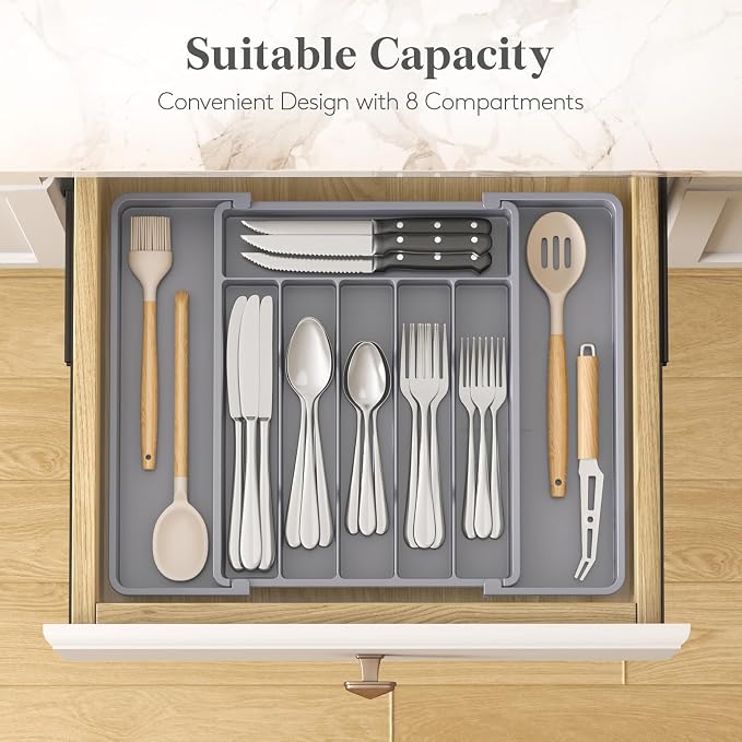 Lifewit Silverware Drawer Organizer, Expandable Utensil Tray - Image 3