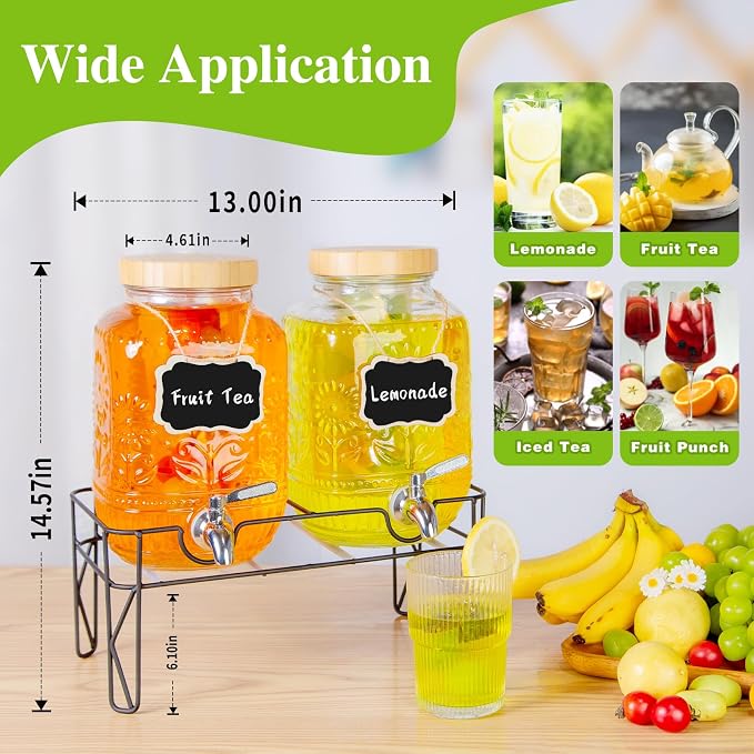 2-Pack1Gallon Glass Drink Dispensers - Image 2