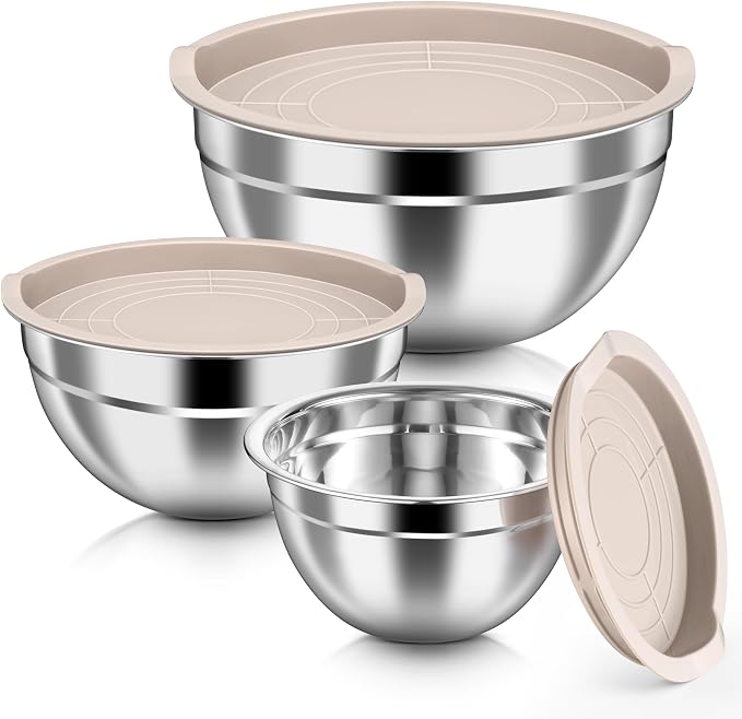 HaWare Mixing Bowls with Airtight Lids, 6-Piece Stainless Steel Salad Bowls by HaWare