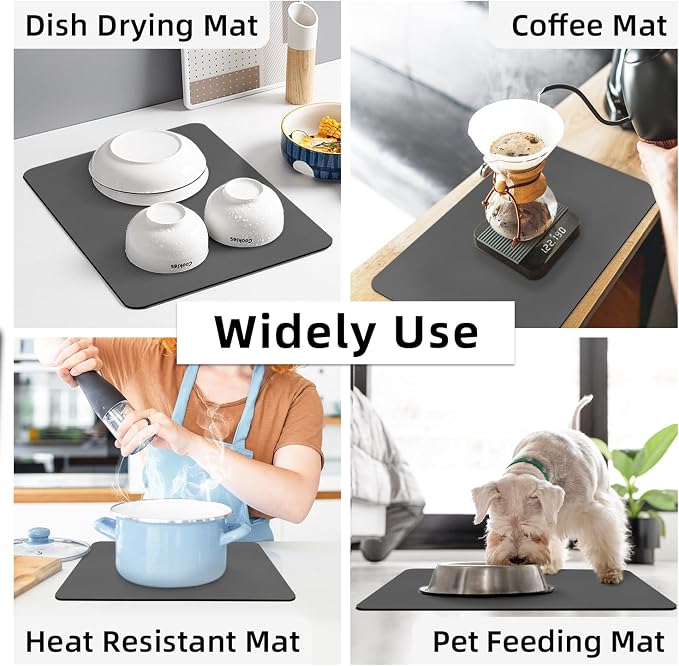 LOPNUR Kitchen Dish Drying Mat, Diatomite Coffee Mat, Super Absorbent Dish - Image 7