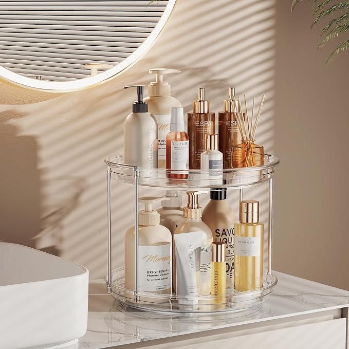 LAMU 3 Pack 2 Tier Lazy Susan Turntable Organizer 9.25'' Rotating Spice Rack - Image 5