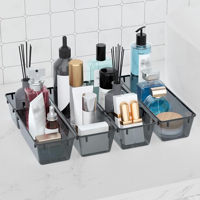 WOWBOX 12 Pack Clear Drawer Organizer Set, Acrylic Drawer Storage Trays - Image 6