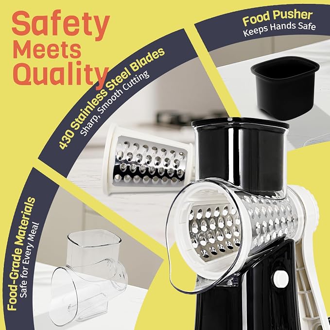 5-in-1 Rotary Cheese Grater Hand Crank, Vegetable Slicer Shredder - Image 6