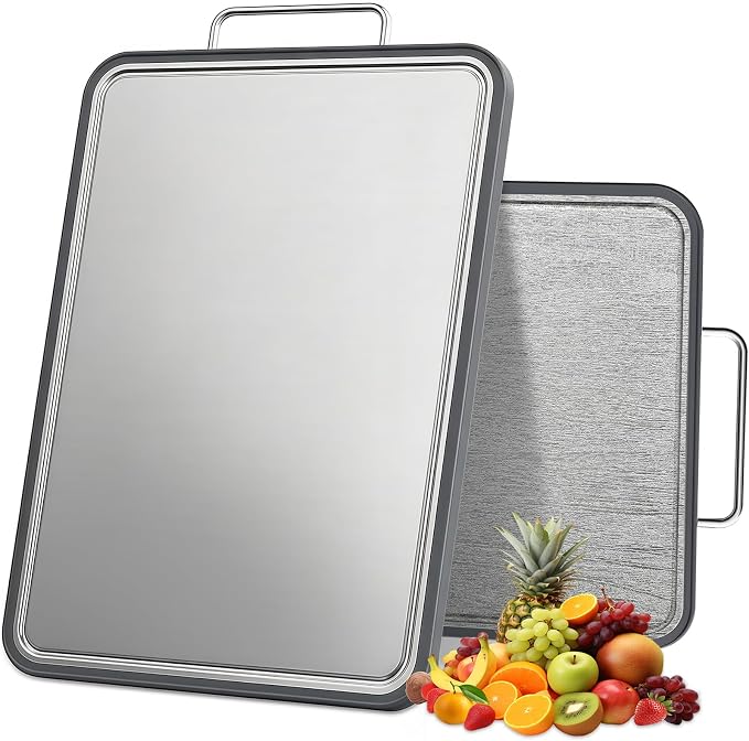 Stainless Steel Cutting Board for Kitchen, Double Sided Defrosting Tray - Image 9