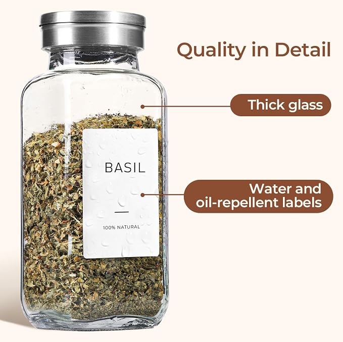 ComSaf Spice Jars with Shaker lids Adjustable, 8oz 6PCS，9 DIY Labels, Spice - Image 6