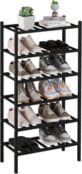 ROMGUAR CRAFT 6-Tier Bamboo Small Shoe Rack, Free Standing Wood Shoe Shelf by ROMGUAR+CRAFT