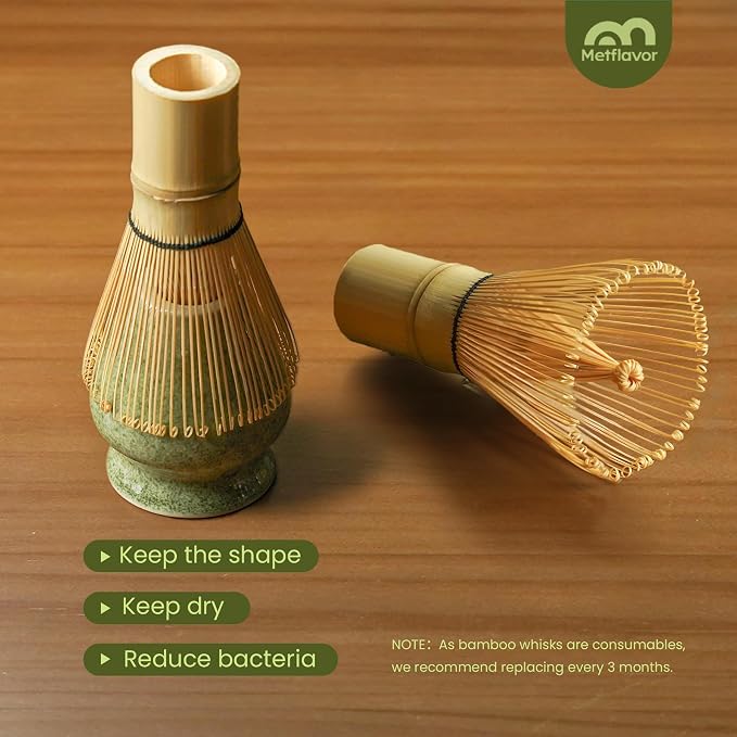 Matcha Whisk Set, Ceramic Bowl Matcha Kit & Handcrafted Bamboo Chasen, Complete - Image 6