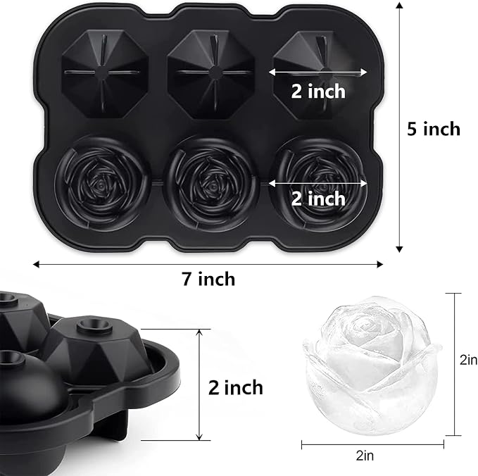 Rose Ice Cube Tray, ZACHDEE 2" Flower Silicone Ice Cube Tray - Image 2