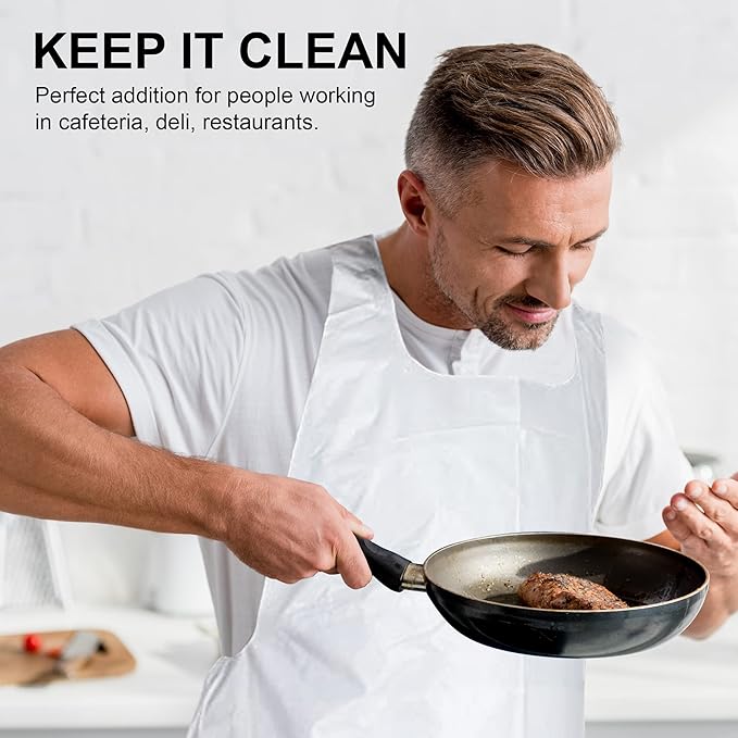 MT Products 2 Mil White Disposable Poly Aprons 46"x28" - Image 4