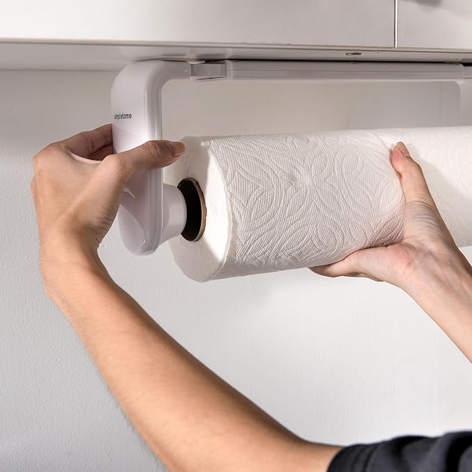 simpletome Paper Towel Holder ONE Hand Tear Adaptive Tension Arm Adjustable - Image 5