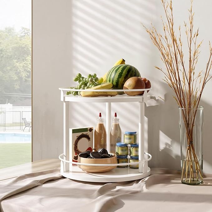 YATINEY Lazy Susan Organizer, Rotating Spice Rack, 2 Tier Spice Turntable - Image 7